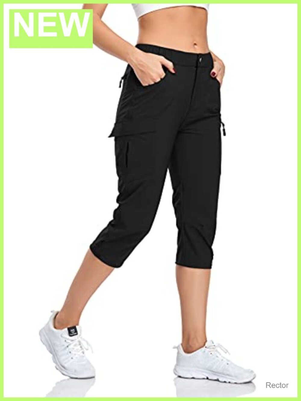 Quick Dry Hiking Capris with Zipper Pockets, UPF 50, Nylon Spandex